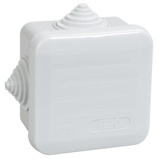 Коробка КМ41236 распаячная для о/п 70х70х40 мм IP44 (RAL7035, 4 гермоввода, защелкивающаяся крышка)