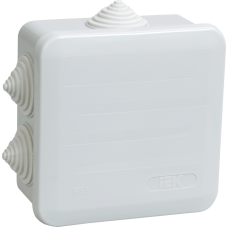 Коробка КМ41255 распаячная для о/п 100х100х50 мм IP44 (RAL7035, 6 гермовводов, защелкивающаяся крышк