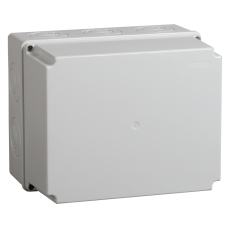 Коробка КМ41344 распаячная для о/п 240х195х165 мм IP55 (RAL7035, монт. плата, кабельные вводы 5 шт)