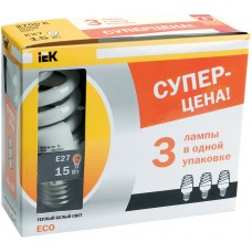 Лампа спираль КЭЛP-FS Е27 15Вт 4000К ПРОМОПАК 3 шт -eco