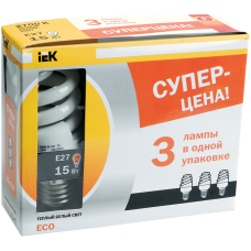 Лампа спираль КЭЛP-FS Е27 20Вт 2700К ПРОМОПАК 3 шт -eco