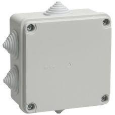 Коробка КМ41233 распаячная для о/п 100х100х50 мм IP44 (RAL7035, 6 гермовводов)