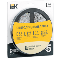 Лента LED 5м блистер LSR-3528W-WW120-9,6-IP65-12V