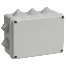 Коробка КМ41241 распаячная для о/п 150х110х70 мм IP44 (RAL7035, 10 гермовводов)