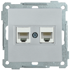 РK10-2-Б Розетка 2-ая комп. RJ45 Cat5e BOLERO серебряный