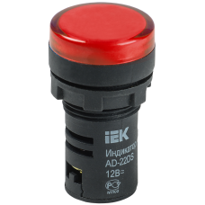 Лампа AD22DS(LED)матрица d22мм красный 12В AC/DC