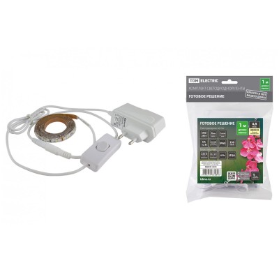 Комплект светодиодной ленты SMD2835-60 LED/м-12 В-4,8 Вт/м-IP65-3000 К (1 м), 6 Вт TDM