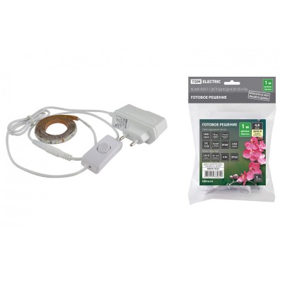 Комплект светодиодной ленты SMD2835-60 LED/м-12 В-4,8 Вт/м-IP20-3000 К (1 м), 6 Вт TDM